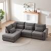 MAYEERTY 100.2 Convertible L Shaped Linen Sofa Ottoman Plastic Legs 5 Cushions 4 Lumbar Pillows Comfortable Combination Gray - 4 of 4
