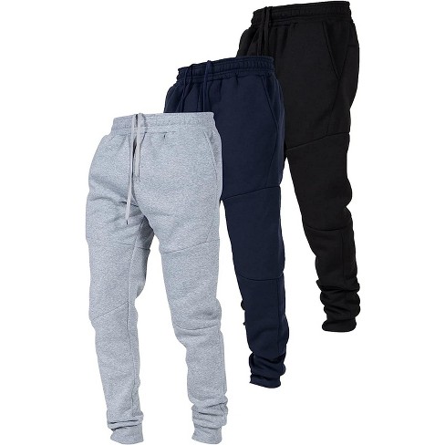 Ultra Performance Mens 3 Pack Fleece Active Tech Joggers, Active Bottoms  With Zipper Pockets