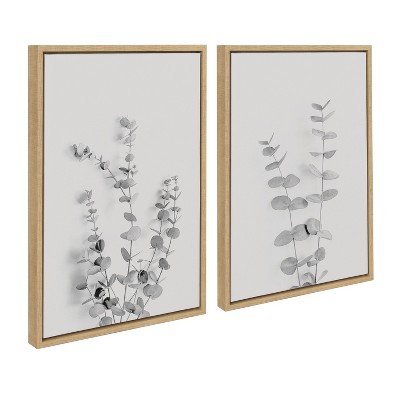 Kate and Laurel Sylvie Neutral Botanical 3 and 4 Soft White Framed Canvas by The Creative Bunch Studio, 2 Piece 18x24, Natural