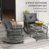 3 Piece Outdoor PE Rattan Rocker Chair Set, Rocking Chair with Tempered Glass Table Top - 4 of 4