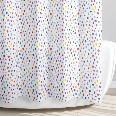 Allure Home Creations Confetti Dot Kids' Shower Curtain: Polka Dots, 72"x70", Machine Washable