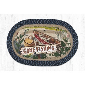 Earth Rugs Gone Fishing Oval Accent Tread – Country Farmhouse Style 20"x30" - 1 of 3
