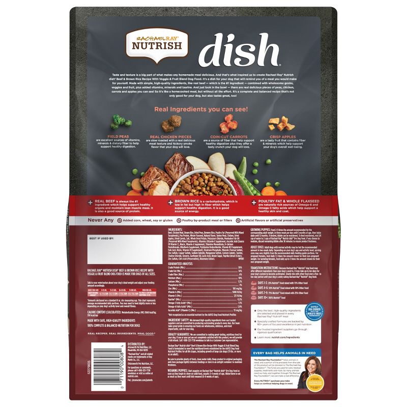 Rachael Ray Nutrish Dish Beef & Brown Rice Recipe Super Premium Dry Dog Food, 3 of 8