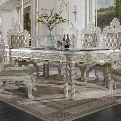 108" Vanaheim Dining Table Antique White Finish - Acme Furniture