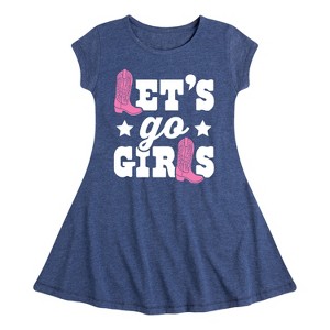 Girls' - Instant Message - Lets Go Girls Fit & Flair Cap Sleeve Graphic Dress - 1 of 4