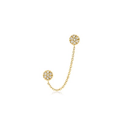 RS Pure by Ross-Simons 14kt Yellow Gold Double-Piercing Chain Single Earring With Diamonds