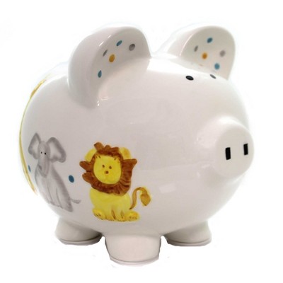 Bank 7.5" Sweet Safari Piggy Bank Elephant Giraffe Lion  -  Decorative Banks
