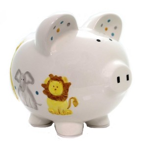 Child To Cherish 7.75 In Sweet Safari Piggy Bank Elephant Giraffe Lion Decorative Banks - 1 of 4