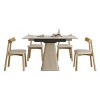 5-Piece Expandable Dining Table Set with 4 Dining Chairs, Modern Retractable Rock Slab Table with Stainless Steel Base for Dining Room - Panipeachy - 4 of 4
