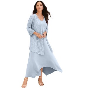 Roaman's Women's Plus Size Lace Jacket Dress Set - 1 of 4