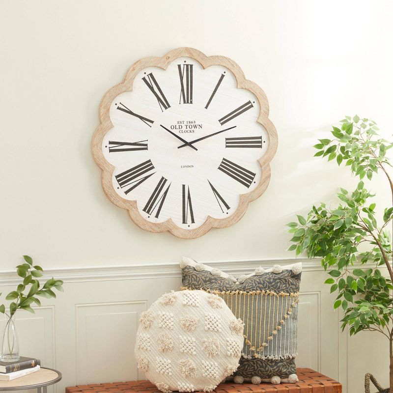 33&#34;x33&#34; Wood Wall Clock with Scallop Frame White - Olivia &#38; May, 2 of 19