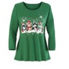 Collections Etc Snowy Day Kittens Sequin Detailed 3/4 Length Sleeve Top - 4 of 4