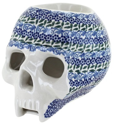 Blue Rose Polish Pottery Sasha Halloween Skull