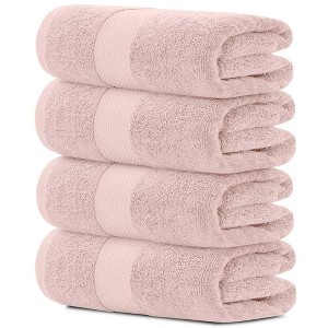 White Classic Luxury 100% Cotton Bath Towels Set of 4 - 27x54" - 1 of 4