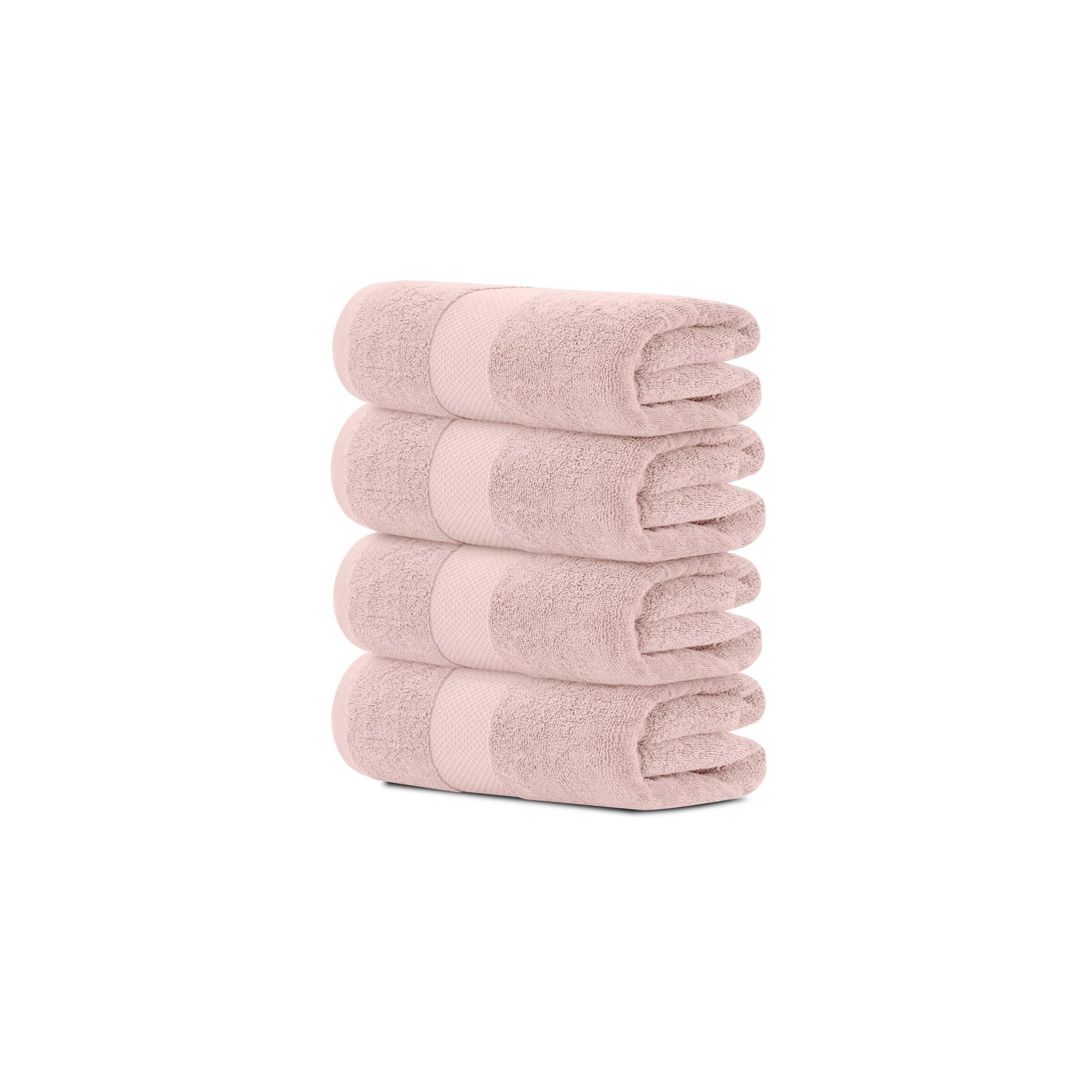 White Classic Luxury 100% Cotton Bath Towels Set of 4 - 27x54" Pink