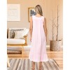 ADR Women's Cotton Nightgown, Sleeveless Lace Trimmed Button Up Long Vintage Night Dress Gown - 3 of 4