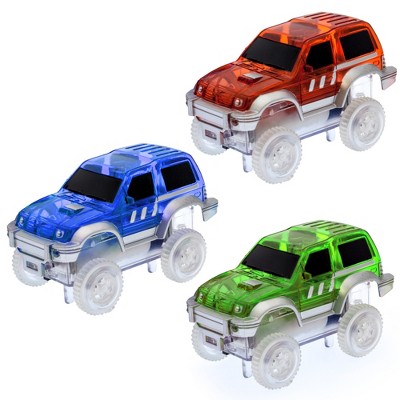 PICASSO-TILES 3 PC Toy Race Cars for Racetrack Set, STEM Toys for Kids 3+