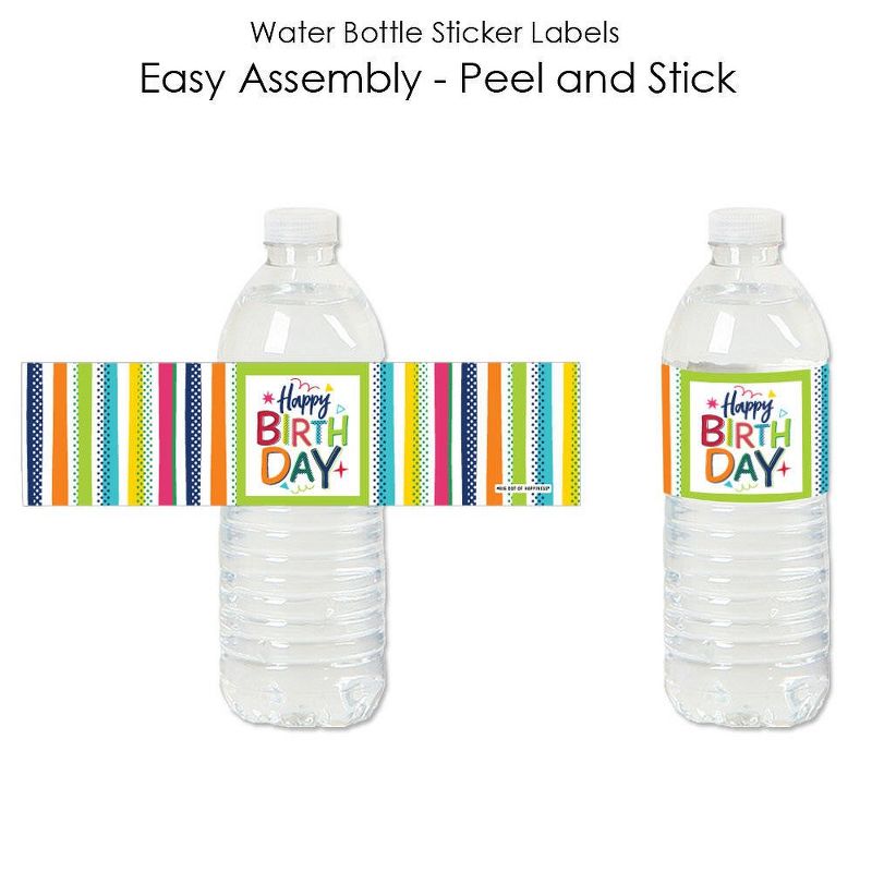 Big Dot of Happiness Cheerful Happy Birthday - Colorful Birthday Party Water Bottle Sticker Labels - Set of 20, 2 of 6