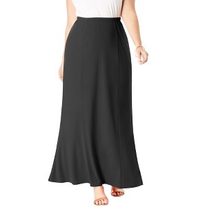 Jessica London Women's Plus Size Petite Stretch Knit Maxi Skirt - 1 of 4