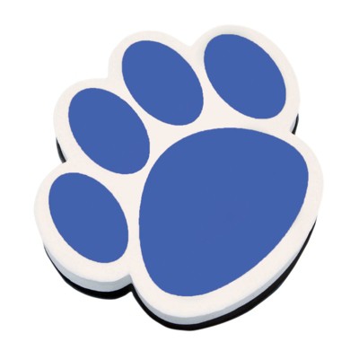 Ashley Productions Magnetic Whiteboard Eraser, Blue Paw (Pack of 6)