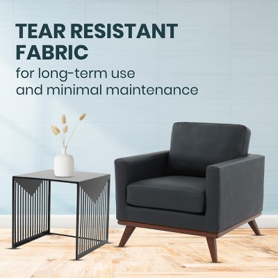 Modern Black Faux Leather Accent Chair with Metal Frame
