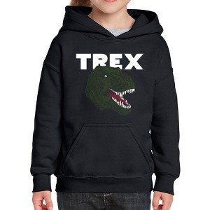 LA Pop Art Girl's Word Art Hooded Sweatshirt - T-Rex Head - 1 of 4