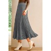 Women's Wool Blend A-Line Long Skirt with Wide Elastic Waistband & Flow Pleats Grey - 3 of 4