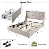 Whizmax Upholstered Bed Frame --Upholstered Wingback Headboard and 4 Storage Drawers, CreamColor - 2 of 4