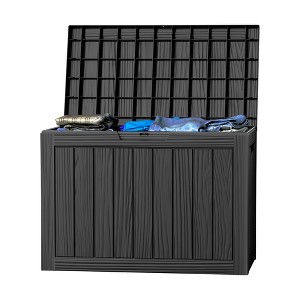 MAYEERTY 45 Gallon Large Capacity Outdoor Deck Box for Patio Furniture Cushions, Pillow with Wheels, Black - 1 of 4