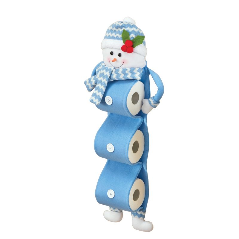 Collections Etc Festive Snowman Hanging Toilet Paper Holder, 1 of 3
