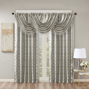 ChicFurnit Curtain Panel Jacquard Total Blackout with Dual Face Liner for Modern Privacy, Multicolored, 95"*50"*0.13" - 1 of 4