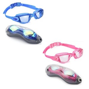 Link Active Kids Swim Goggle With Fast Clasp Technology UV Protection Leak & Fog Proof Wide View Boys & Girls Ages 3-9  2 Pack - 1 of 4