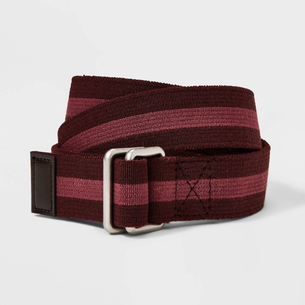 Photos - Belt Men's Striped Stretch  - Goodfellow & Co™ Red L