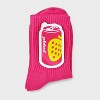 Adult Poppi Strawberry Graphic Crew Socks - Pink: Ankle Height, Flat Seams, Knit Design - 2 of 4