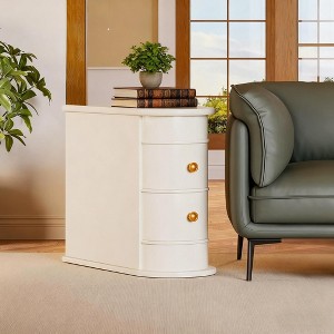 Gulches Wood End Table (White) 2-Drawer Narrow Side Table, No Assembly Required Slim Chair Side Table with Finished Back - 1 of 3