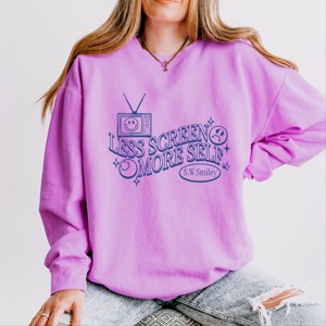 S.W.Smiley Less Screen More Self - Women's Lightweight Garment Dyed Sweatshirt - 1 of 3