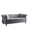 3+3 Velvet Chesterfield Sofa Set with Nailhead Trim & Pillows - 3 of 4