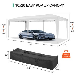 10x20 Pop Up Canopy Tent with 6 Removable Sidewalls, Outdoor Instant Gazebo , Garden Tents for Parties with Sandbags - 1 of 4