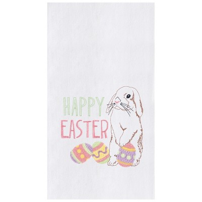 C&F Home Happy Easter Bunny Rabbit with Eggs Flour Sack Embroidered Cotton Kitchen Towel