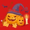 Girl's Design By Humans Halloween Witch Pumpkins With Bats By VectorVillain T-Shirt - 2 of 4