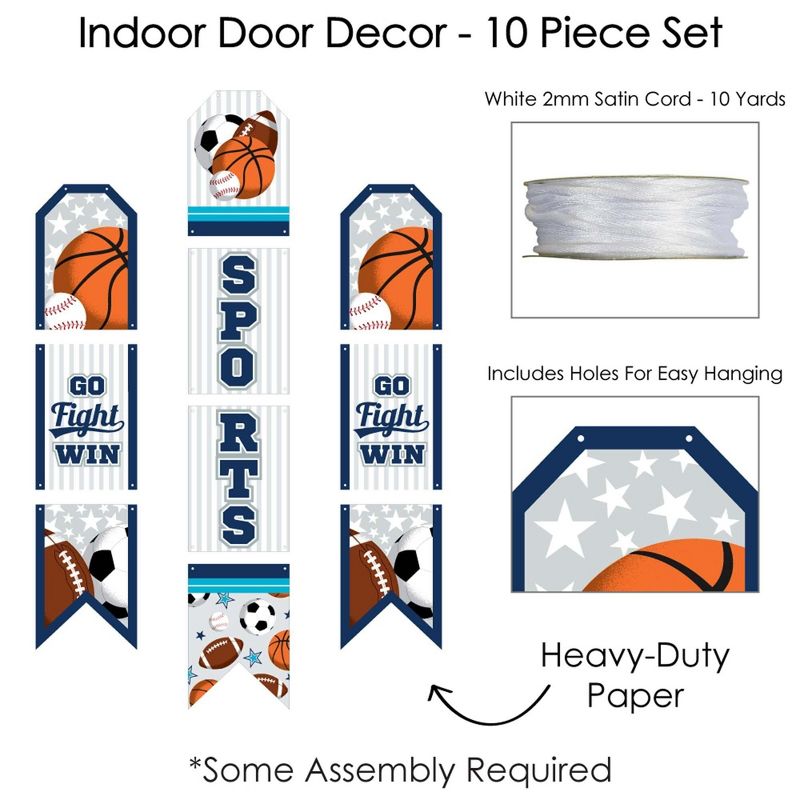 Big Dot of Happiness Go, Fight, Win - Sports - Hanging Vertical Paper Door Banners - Baby Shower or Birthday Party Wall Decor Kit - Indoor Door Decor, 5 of 8