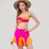 Anna-Kaci Swim Women's Colorblock Twist Bikini Top with Flared Swim Skirt Bottom for Playful and Sporty Beachwear Look - 4 of 4