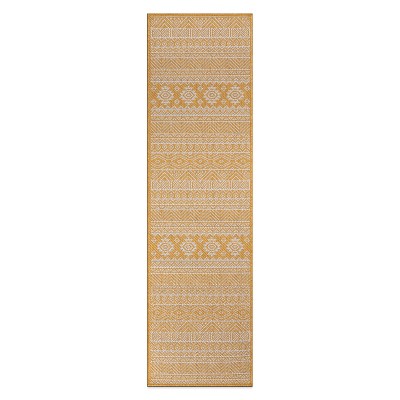 World Rug Gallery Distressed Geometric Bohemian Textured Flat Weave Indoor/Outdoor Area Rug