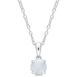 EVERLY JEWELRY | Sterling Silver 5/8 CT TGW Opal Solitaire Heart Design Pendant with Chain - 18 in - 1 of 4