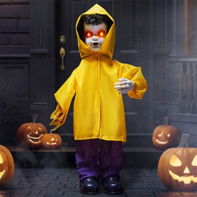 Joyfy 31.5'' Halloween Outdoor Decorations, Life Size Animatronics Ghost with Glowing Eyes for Halloween Party Supplies, Yard Lawn Outdoor Decoration
