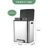 30L Stainless Steel Dual-Compartment Kitchen Trash Can, Foot Pedal Recycling Bin, Hands-Free Sorting Garbage Can for Home & Office - 3 of 4