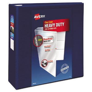 Avery Heavy-Duty View Binder with DuraHinge and Locking One Touch EZD Rings, 3 Rings, 4" Capacity, 11 x 8.5, Navy Blue - 1 of 4
