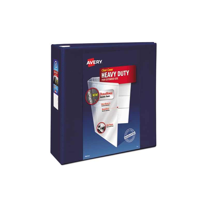 Avery Heavy-Duty View Binder with DuraHinge and Locking One Touch EZD Rings, 3 Rings, 4" Capacity, 11 x 8.5, Navy Blue, 1 of 8