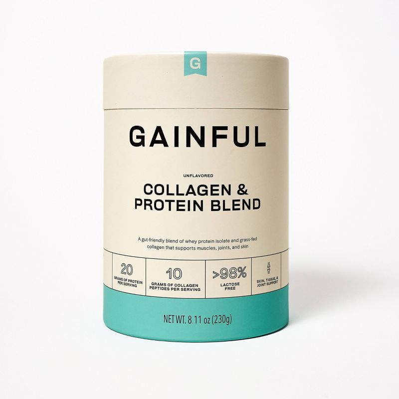 Gainful Whey Protein + Collagen Powder - Unflavored - 8.1oz, 1 of 7
