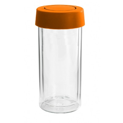 GoClear Tangerine Insulated Double Walled Glass Bottle with Silicone Coaster Lid, 14 Ounce